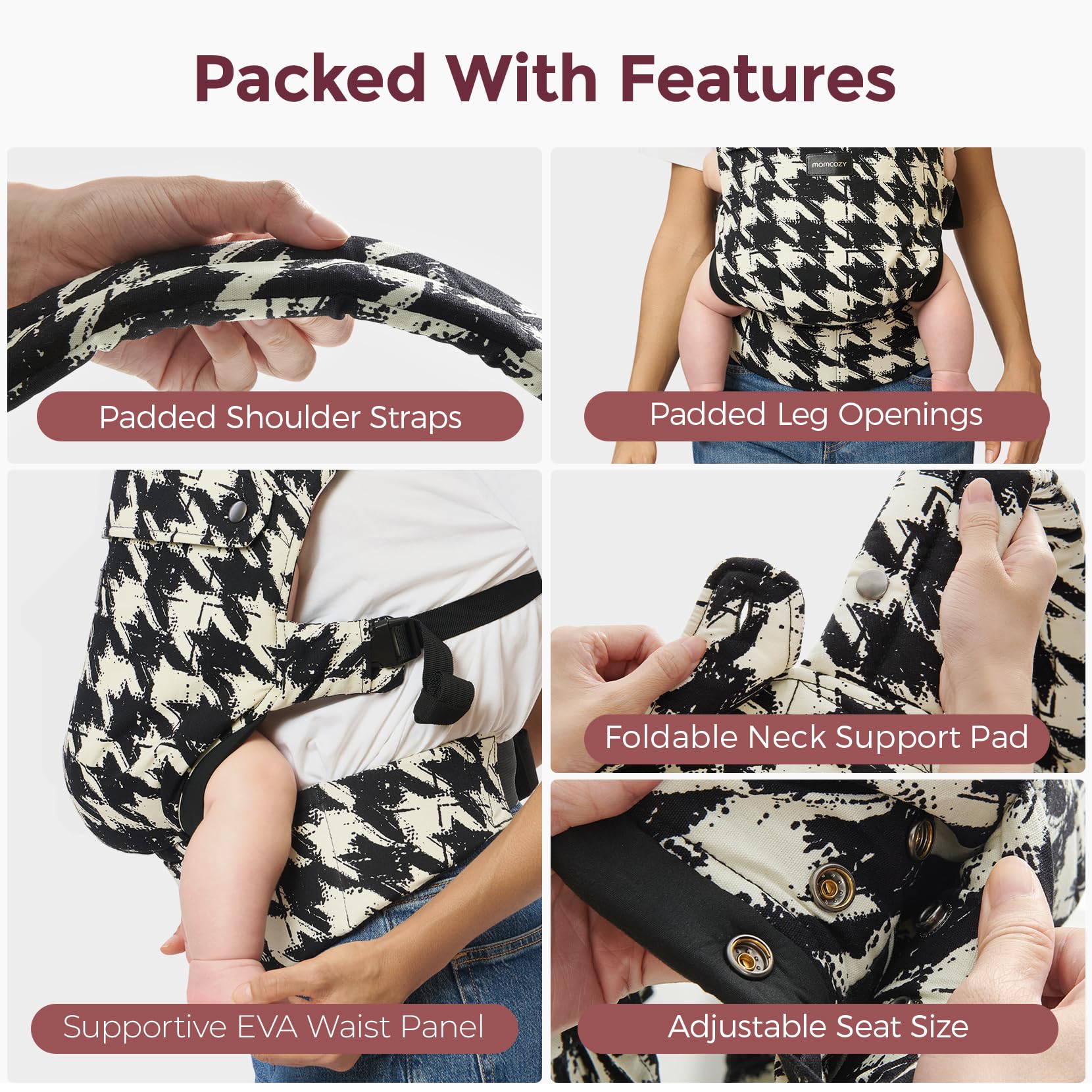 Momcozy Baby Carrier OEKO-TEX cotton feels gentle on skin.