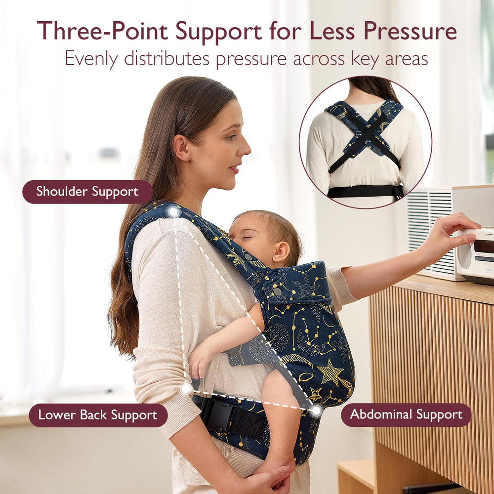 Momcozy Starry Night EVA lumbar support highlights back-friendly wear