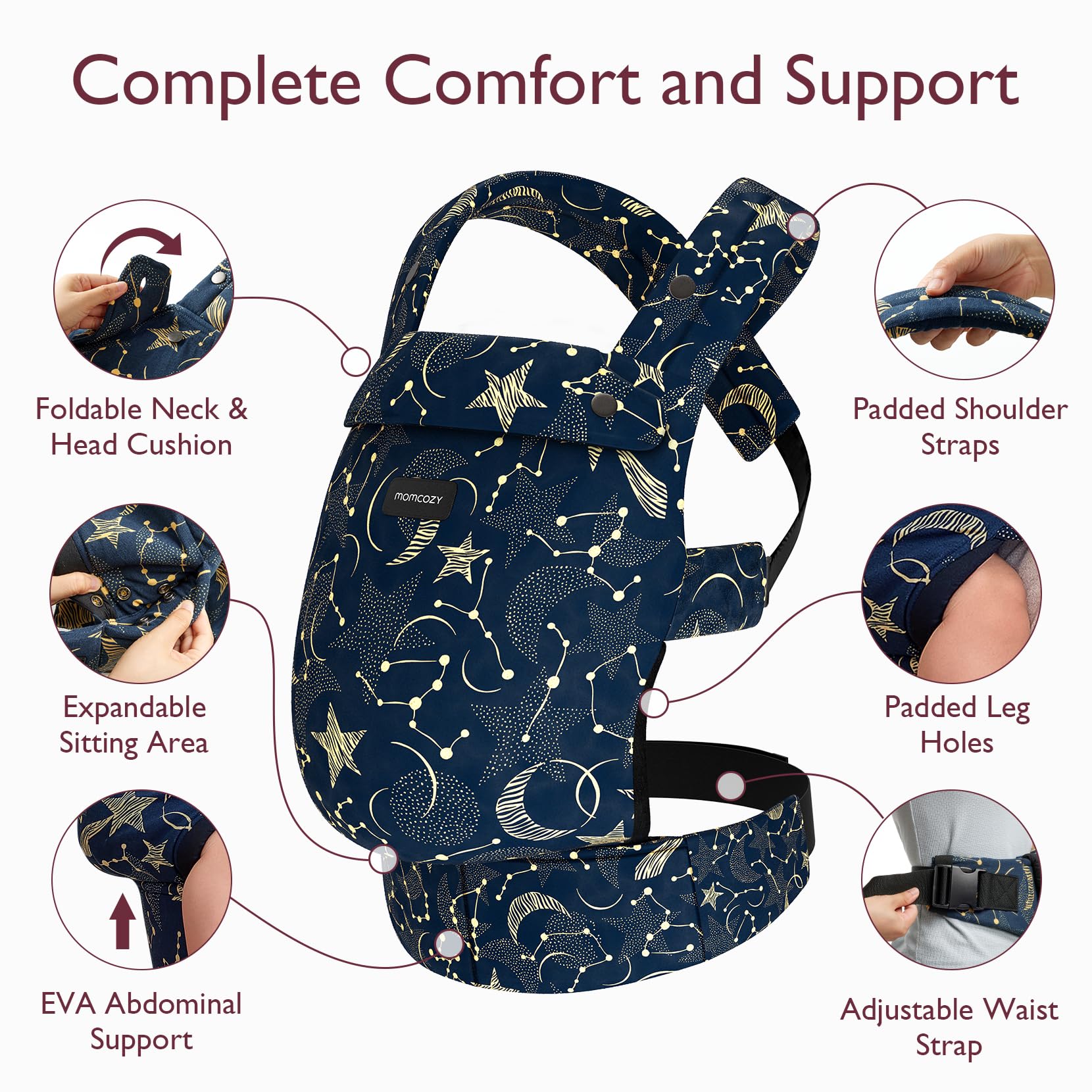 Momcozy Starry Night X-shaped back design for balanced weight distribution