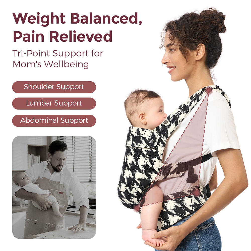 Momcozy Baby Carrier three size positions adapt to growth.