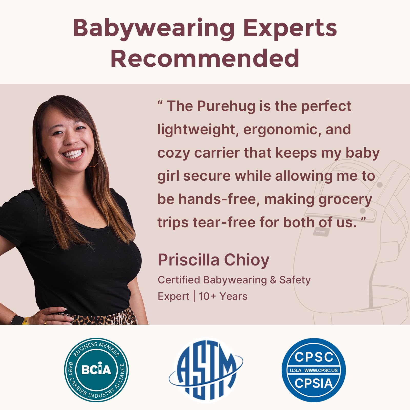 Momcozy Baby Carrier x-back-design promotes balanced weight distribution.