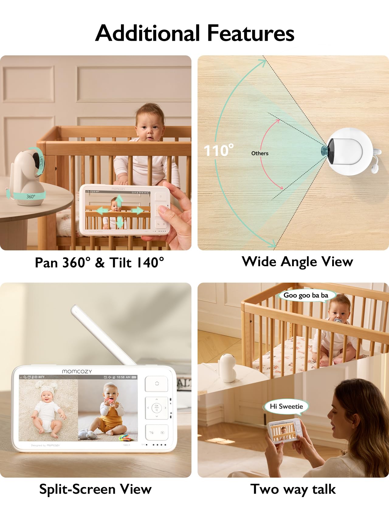 Momcozy night vision provides a clear view up to 8 meters