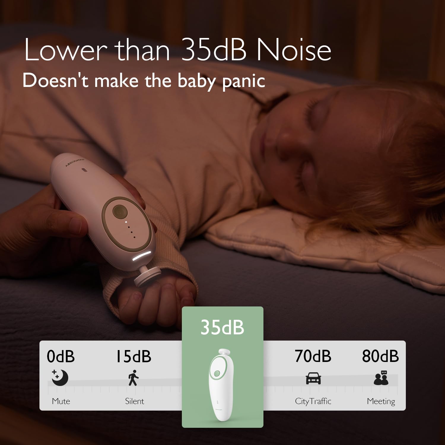 Momcozy Nail File Electric with LED light for clear night grooming