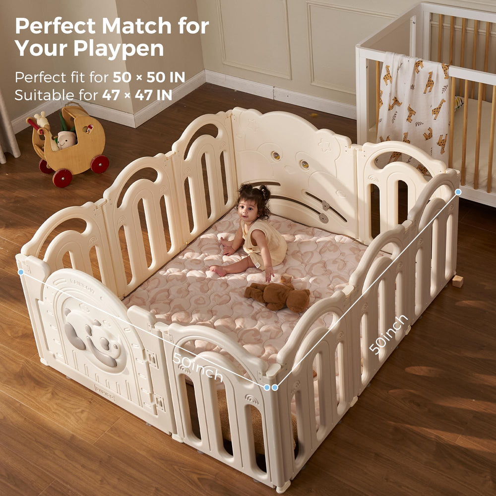 Momcozy Leopard Heart mat features anti-slip dots for stable use on floors.