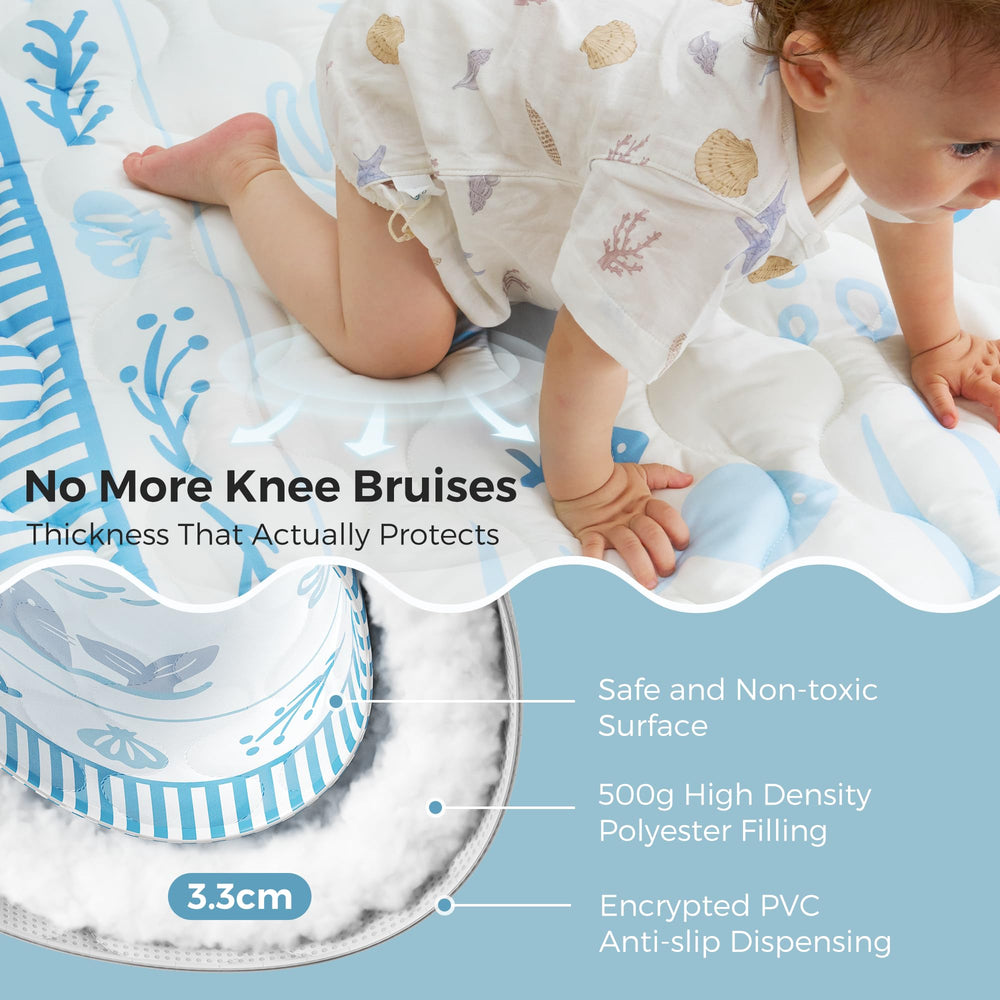Momcozy ocean-theme design adds a calming, stylish touch to baby play areas.
