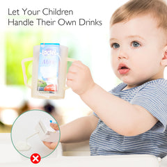 Momcozy pouch holder no squeeze in use on couch for quick meals.