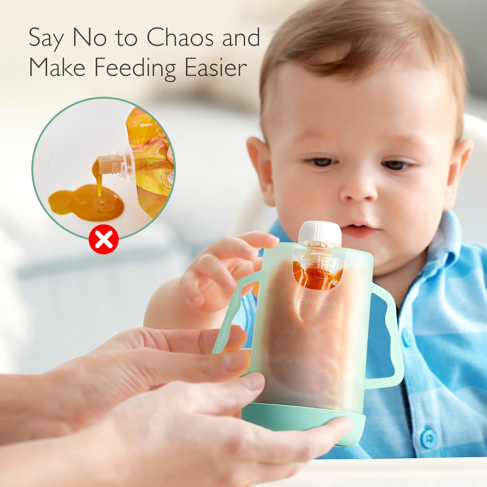 Momcozy No Squeeze attaches to juice boxes for spill prevention on the go