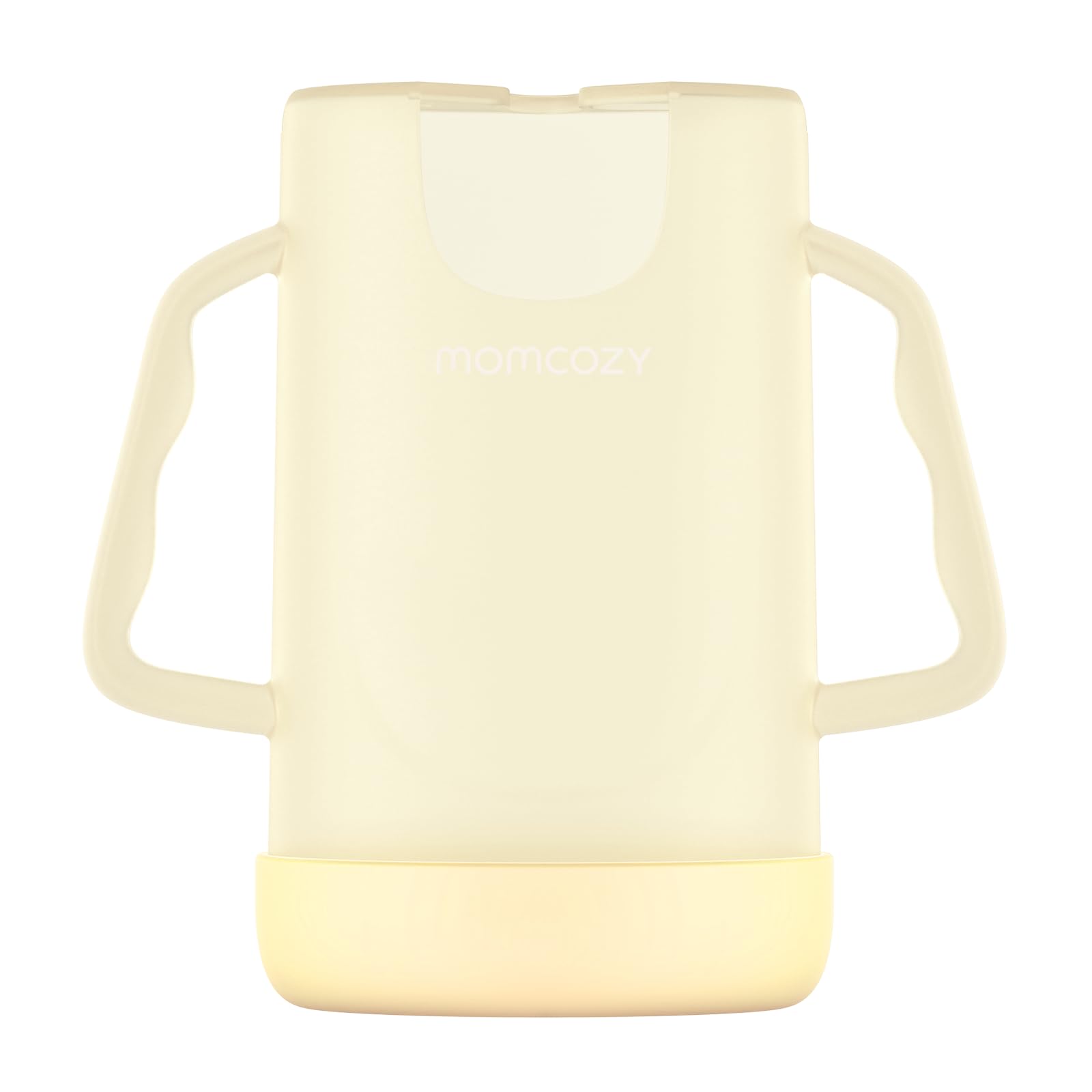 Momcozy baby pouch holder yellow with ergonomic grip for confident self-feeding.