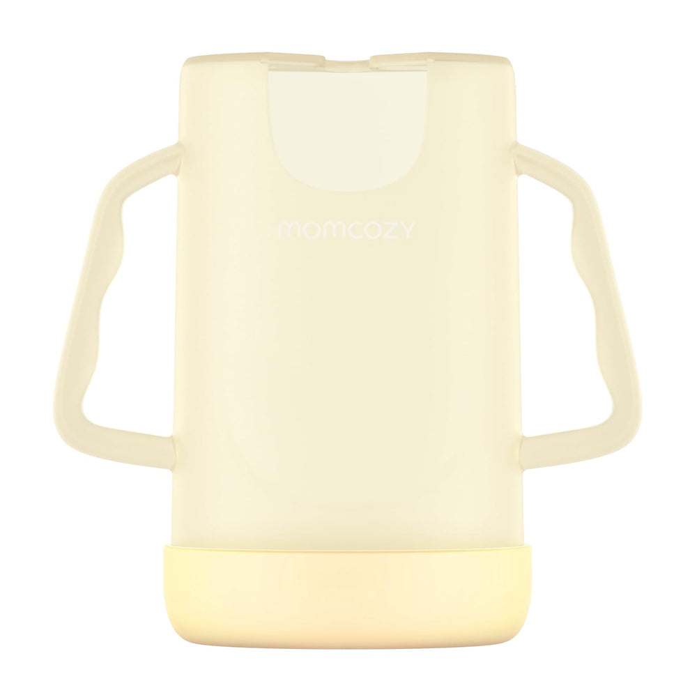 Momcozy baby pouch holder yellow with ergonomic grip for confident self-feeding.