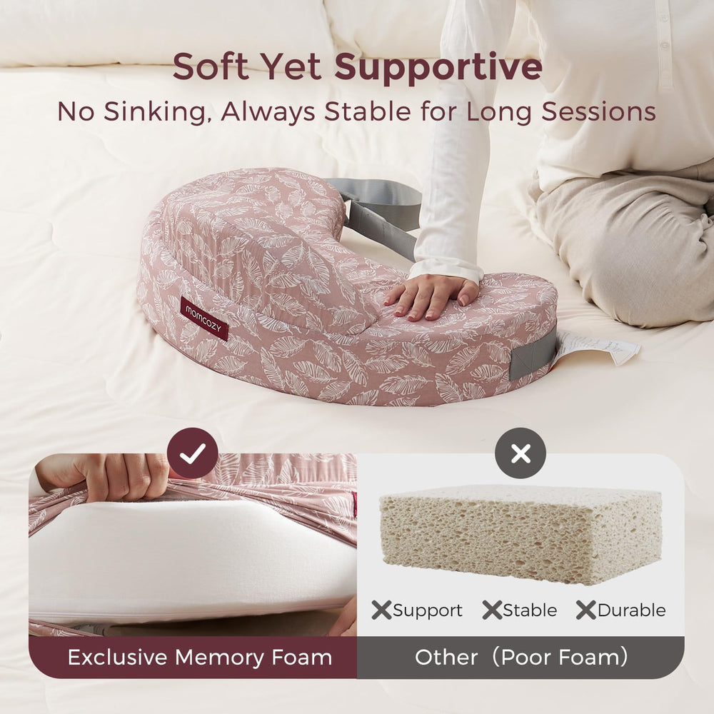Momcozy safety guard in use prevents baby slips during nursing.