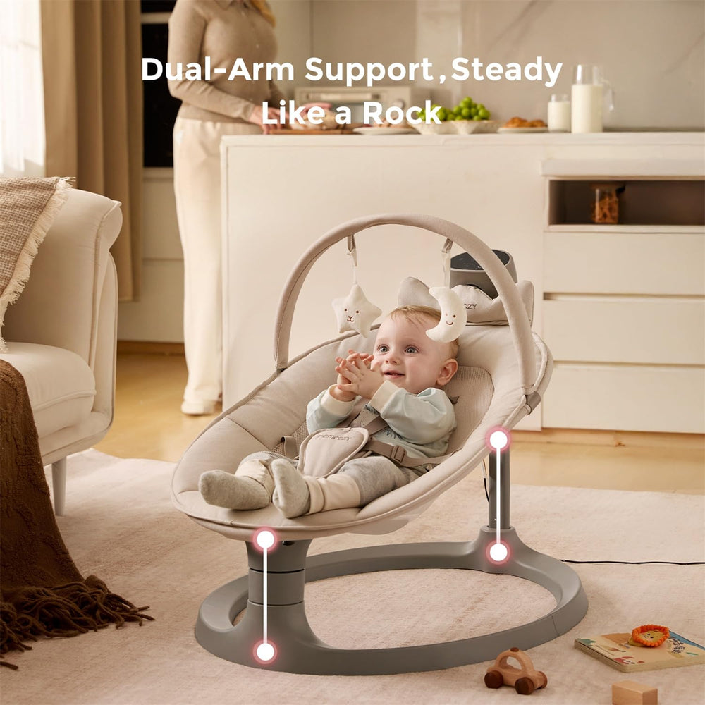 Momcozy swing offers four motions and four speeds for versatile soothing.