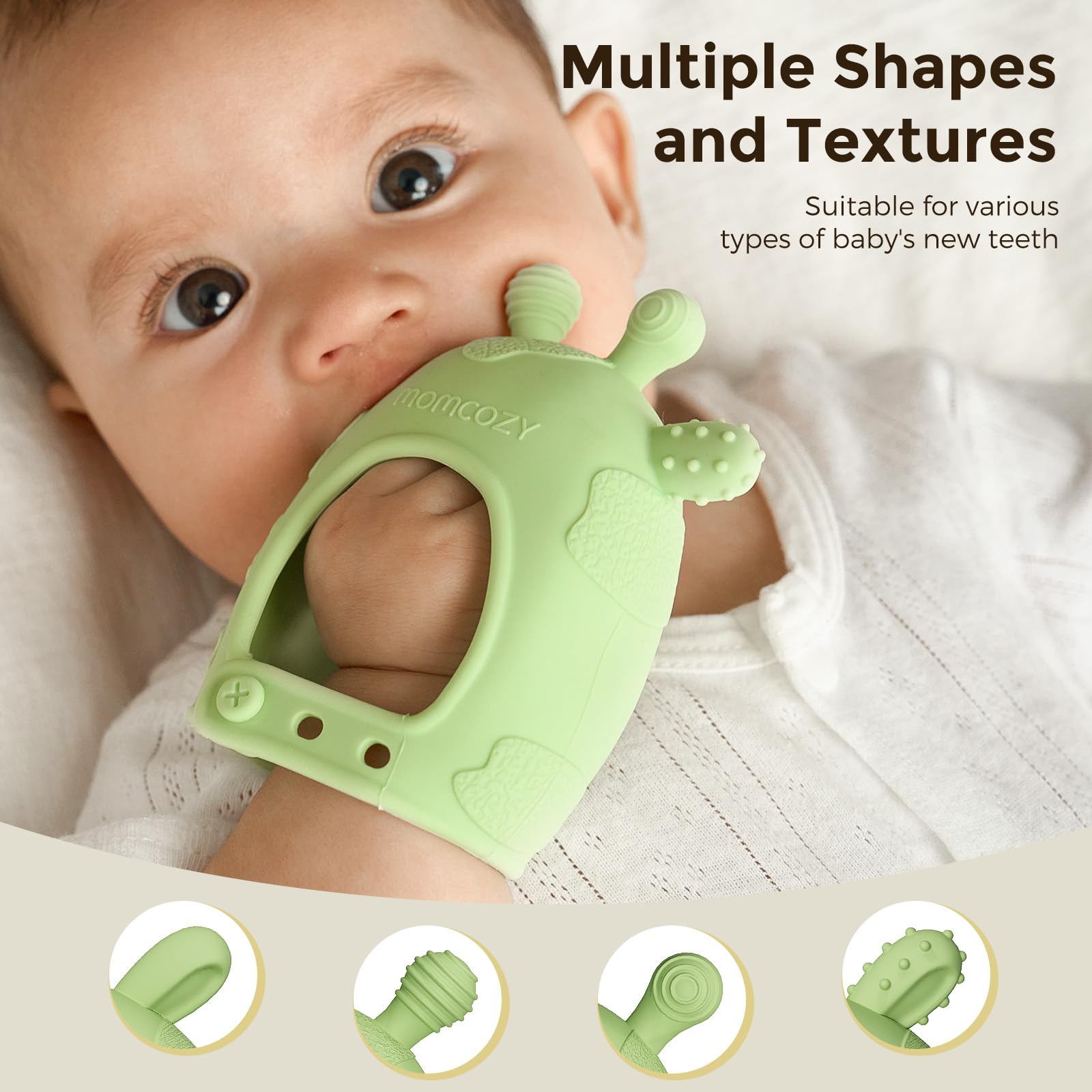 Momcozy teether uses BPA-free silicone for safe chewing