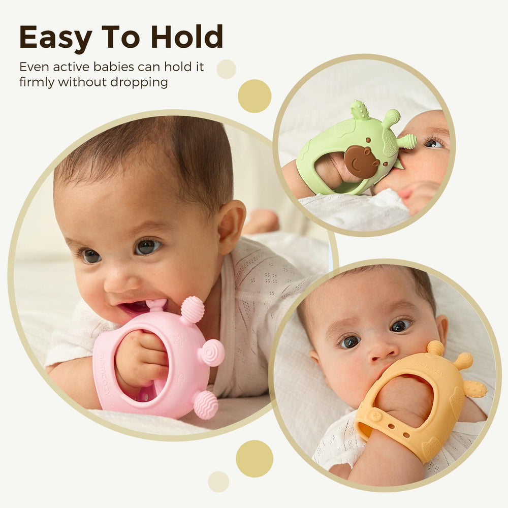 Dishwasher-safe Momcozy teether makes quick cleaning easy.