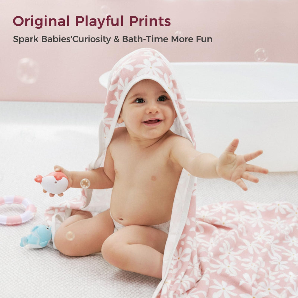 Momcozy hooded towel 35x35 inches generous size for newborn to toddler