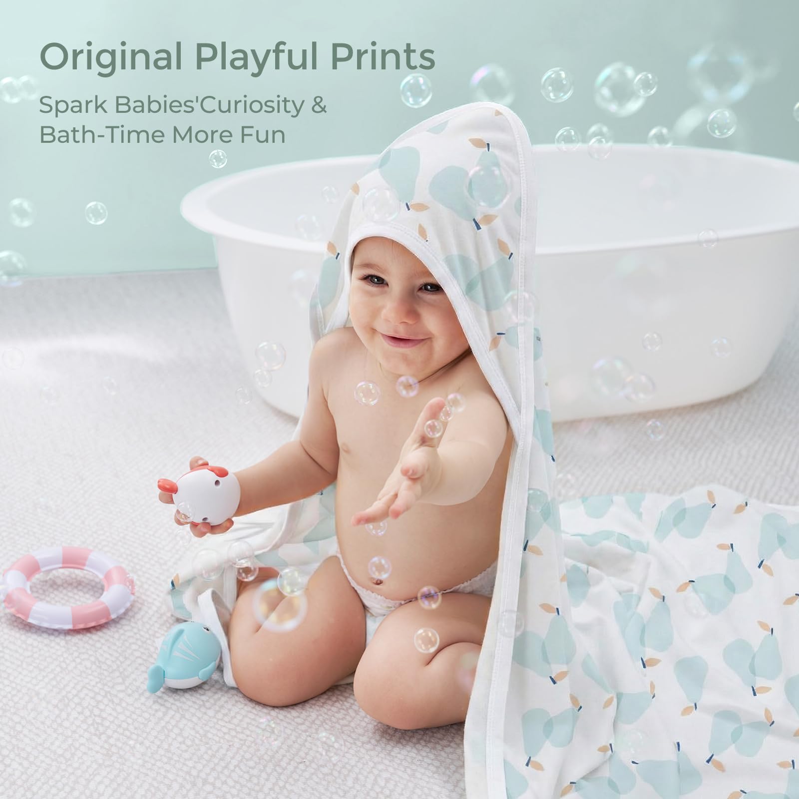 Momcozy Absorbent knit hooded towel dries baby skin quickly