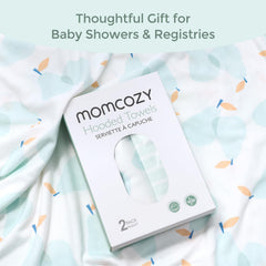 Momcozy hooded towel with absorbent fibers for quick moisture pickup