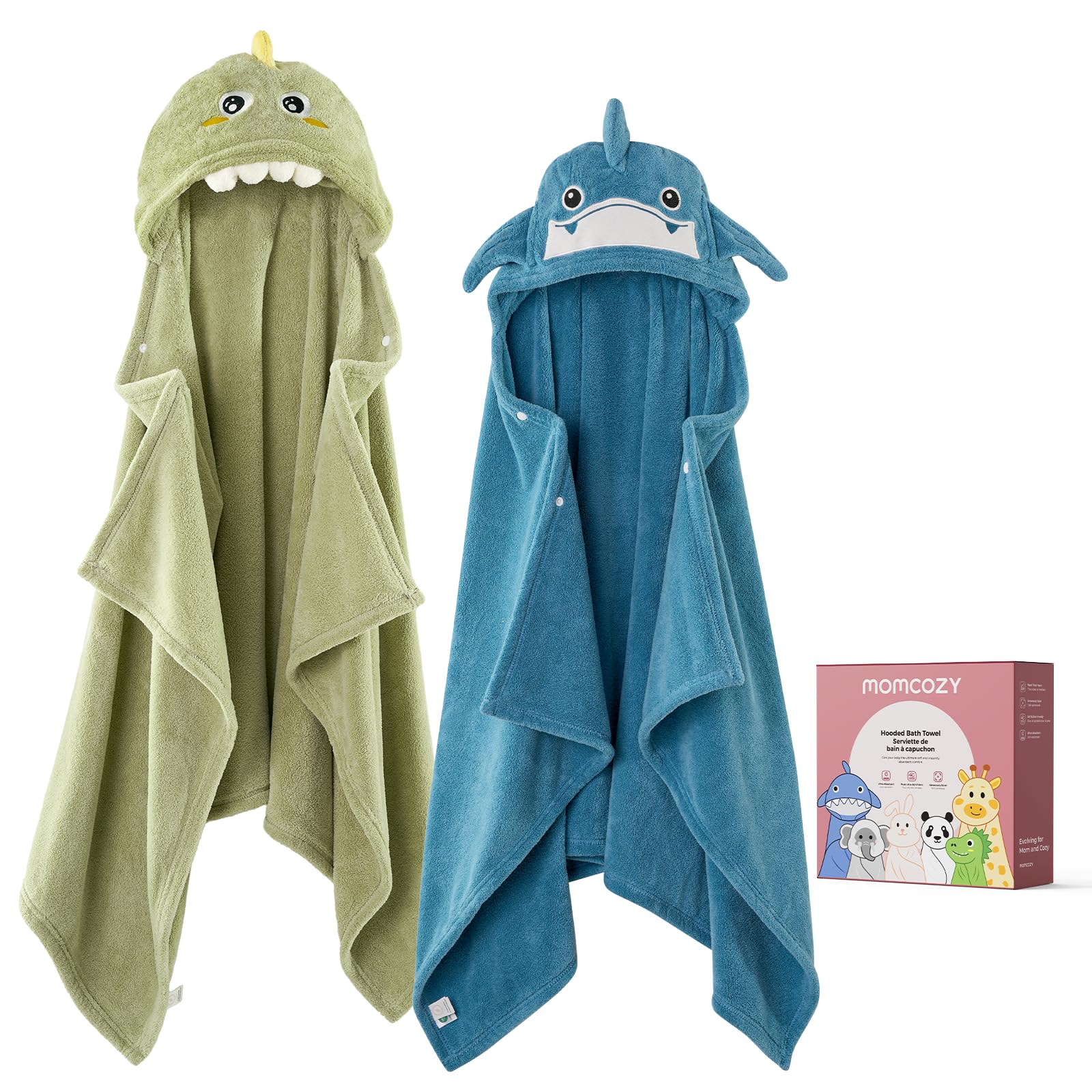 Momcozy baby towel hooded coral fleece dries baby gently after bath