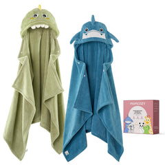 Momcozy baby towel hooded coral fleece dries baby gently after bath