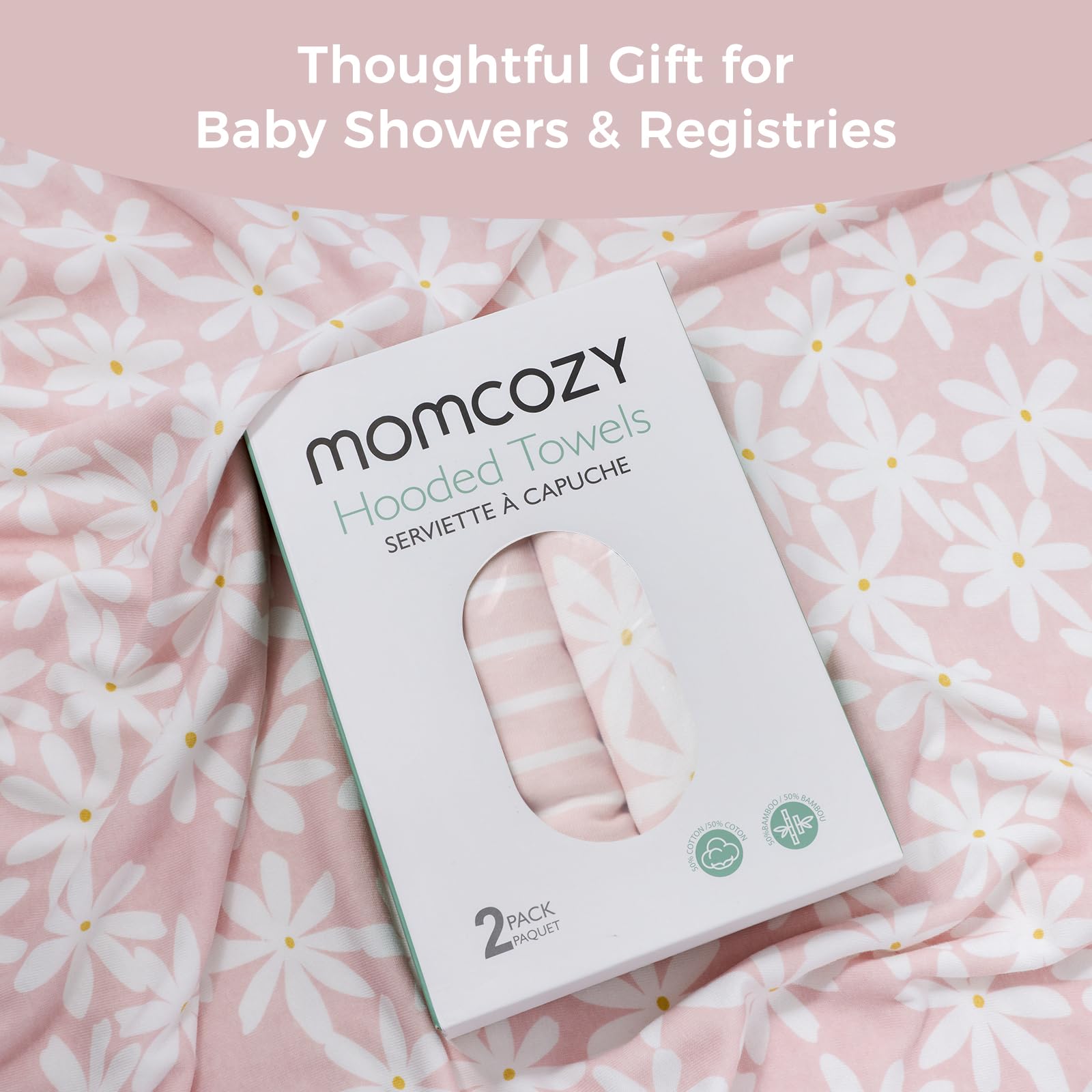 Momcozy hooded towel leaves pattern for vibrant visual development