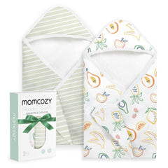 Momcozy hooded baby towel with soft cloud fabric for gentle warmth after bath