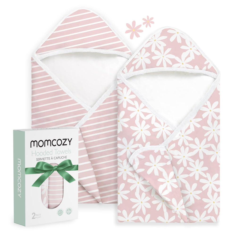 Momcozy hooded baby towel in soft cloud design for gentle bath wrap