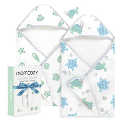 Momcozy hooded baby towel with soft feel for gentle bath time