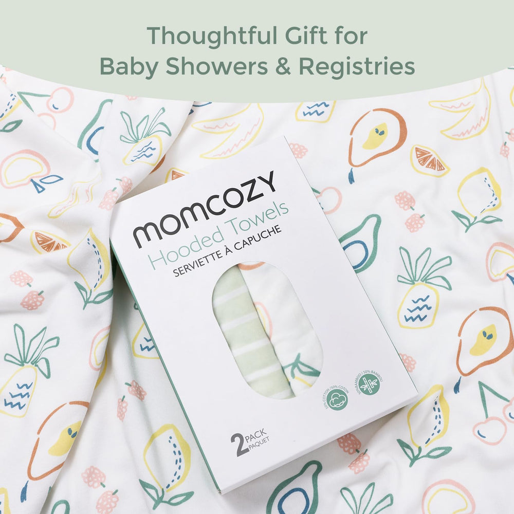 Momcozy Lemons design towel brings bright vibes to bathtime.