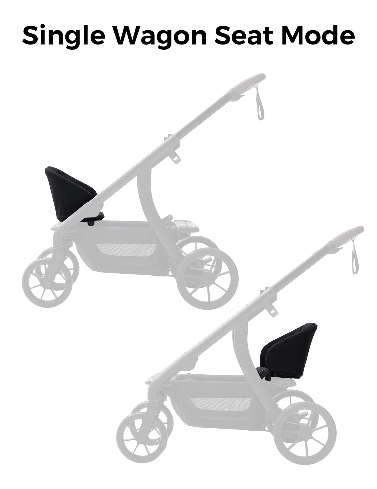 Momcozy baby wagon seat provides a safe harnessed seating option.