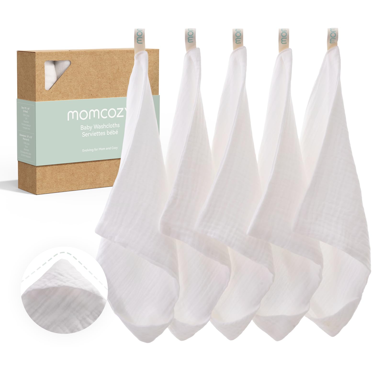 Momcozy washcloths 4-layer design for soft, quick-drying cleansing