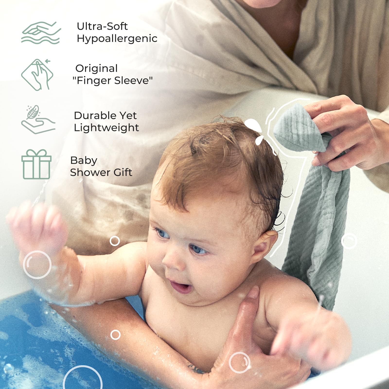 Momcozy washcloths with absorbent quick-dry capability for busy days.