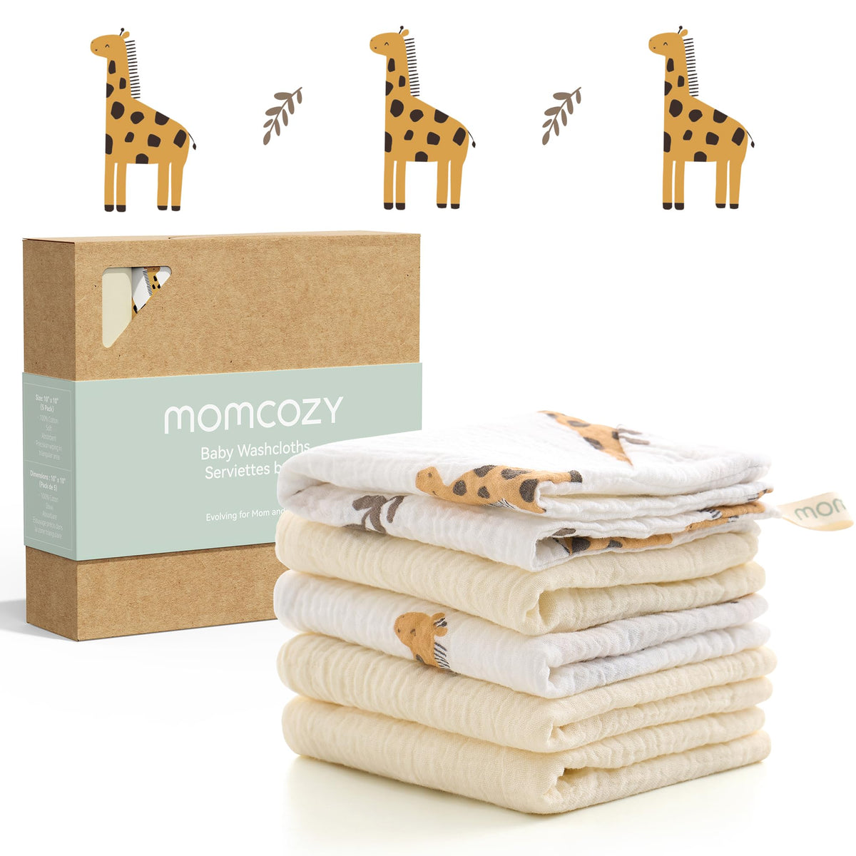 Momcozy baby washcloths in soft cotton texture for delicate skin
