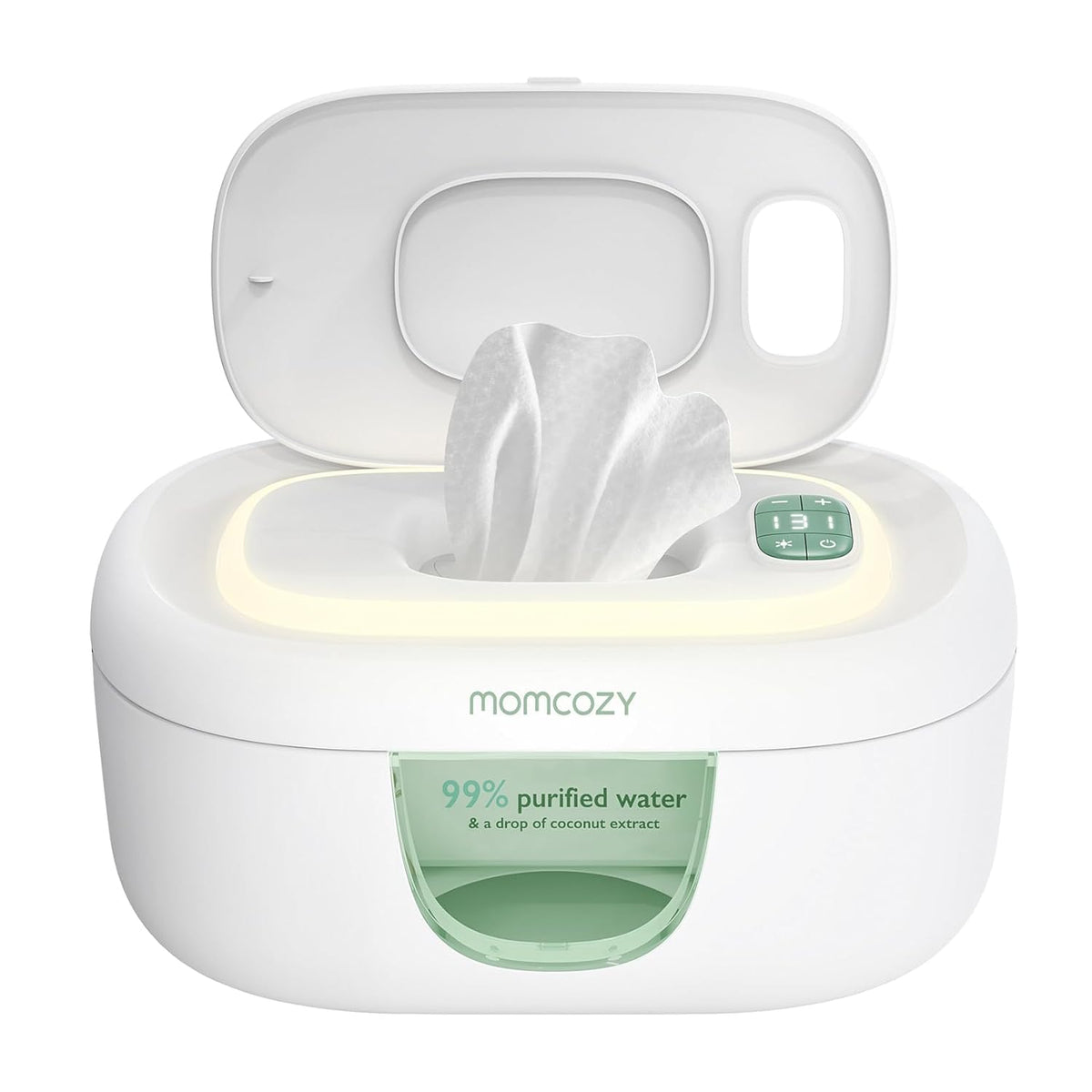 Momcozy Baby Wipe Warmer with Spring Design warms wipes quickly for gentle diaper changes.