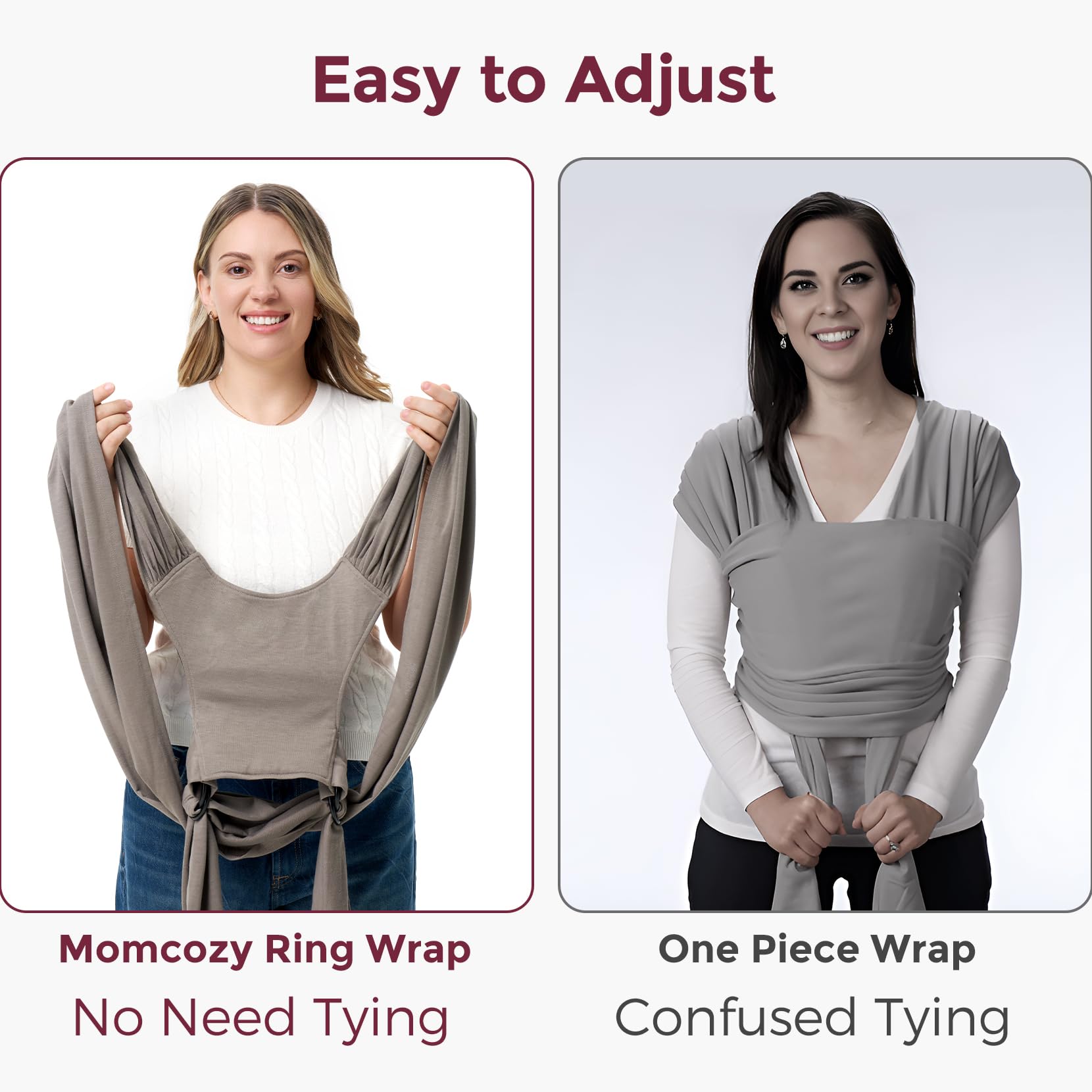 Momcozy Baby Wrap Carrier brown discreet breastfeeding option while wearing