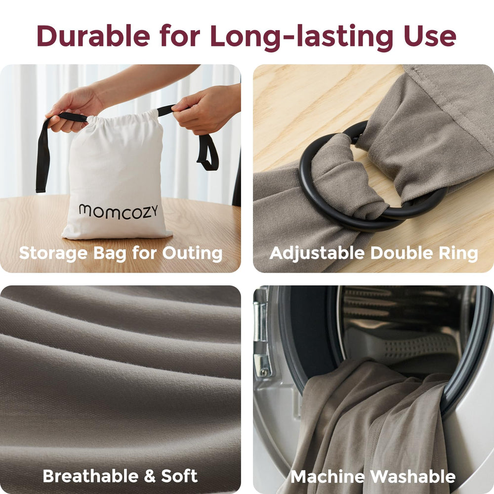 Momcozy Baby Wrap Carrier brown user-friendly design, easy to wear with one-hand setup