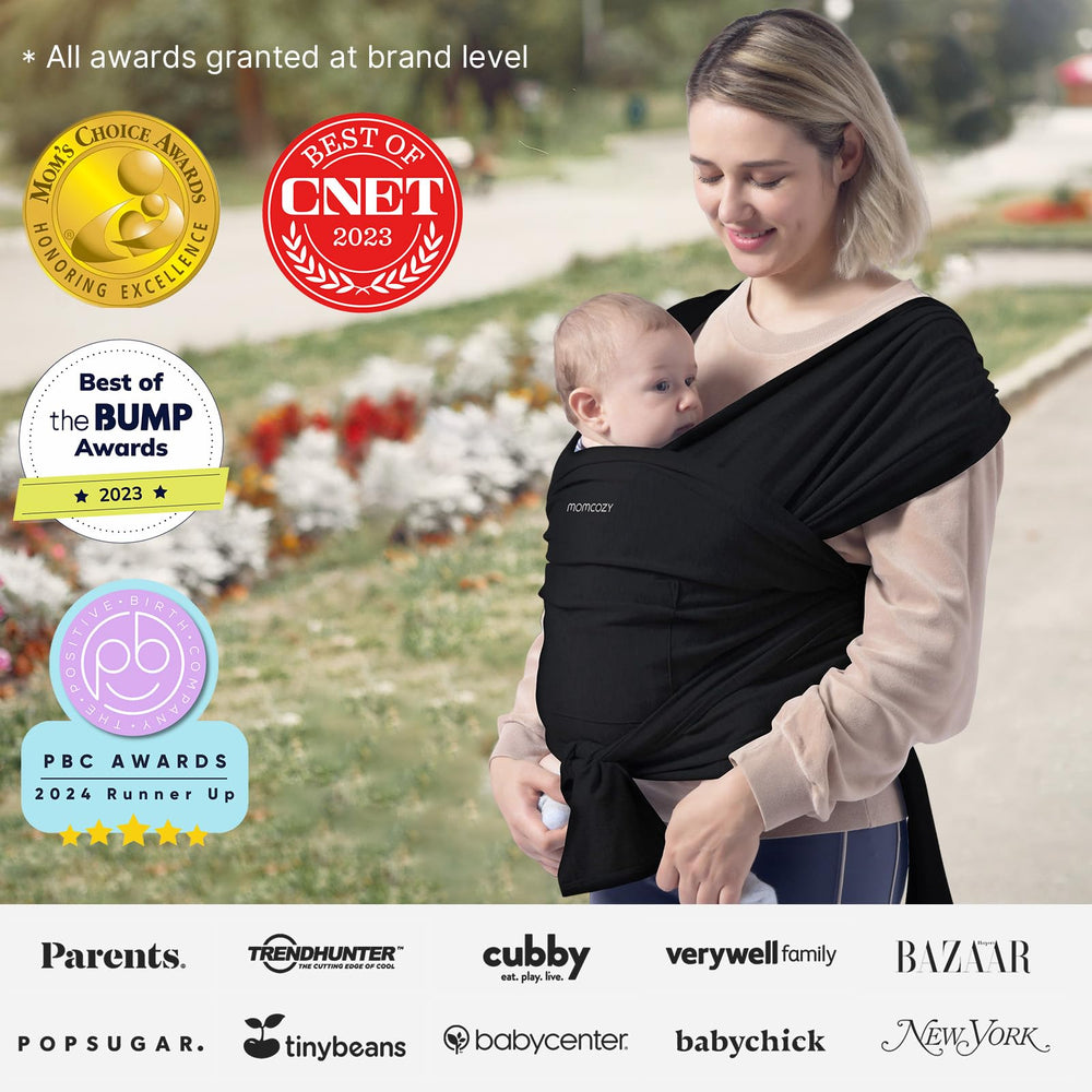 Momcozy breathable back distributes weight evenly for comfortable all-day wear.