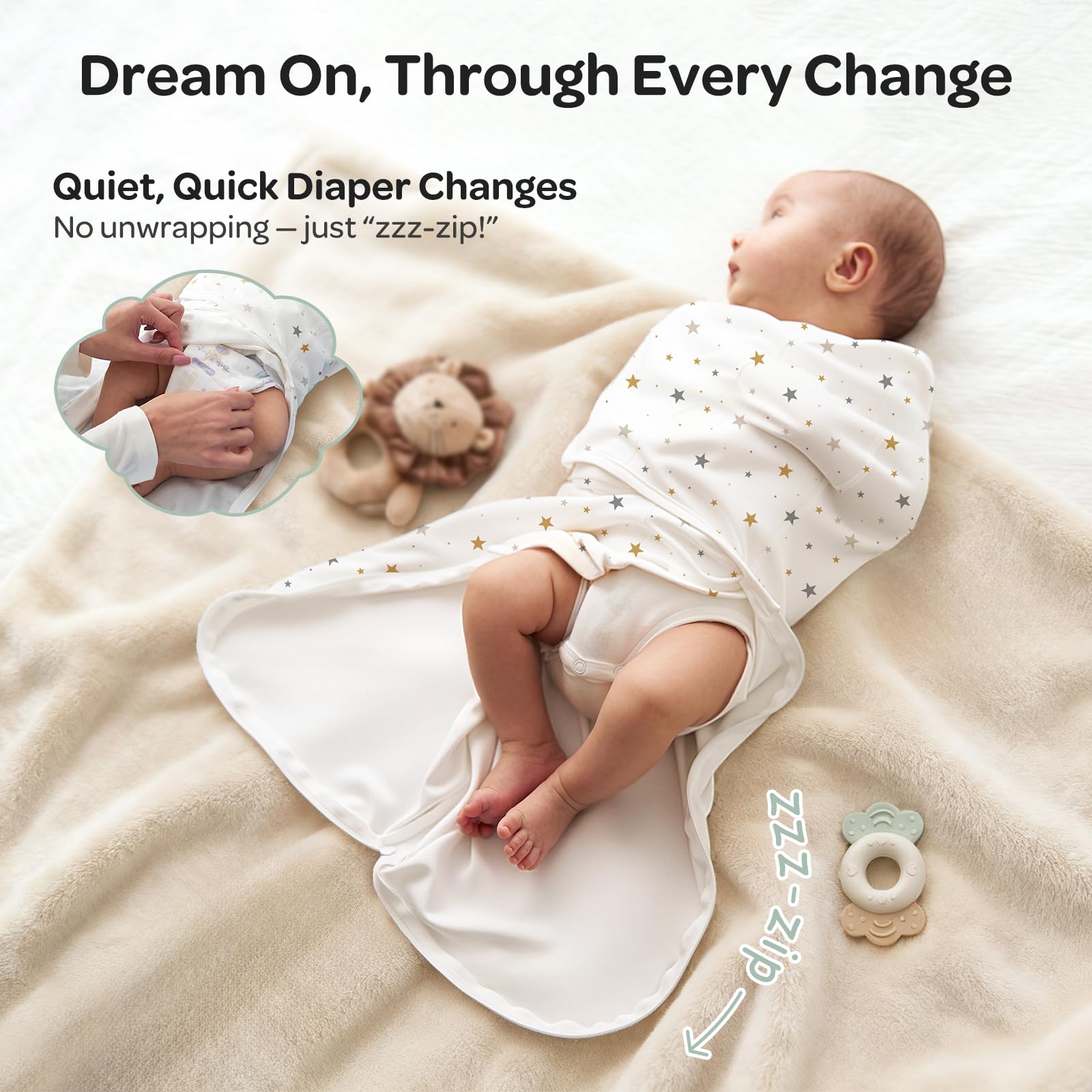 Momcozy bamboo-viscose swaddle fabric feels ultra-soft.