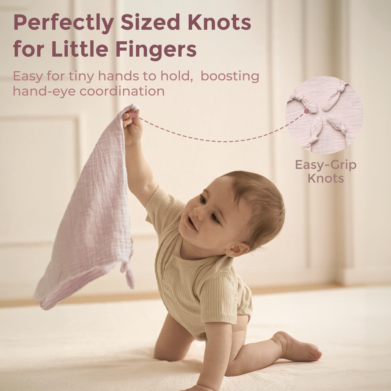 Momcozy Bear Lovey pacifier loop keeps a pacifier close at hand