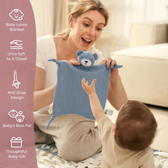 Momcozy Bear Lovey pacifier loop close-up keeps pacifier within reach.