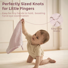 Momcozy Bear Lovey pacifier loop keeps a pacifier close at hand