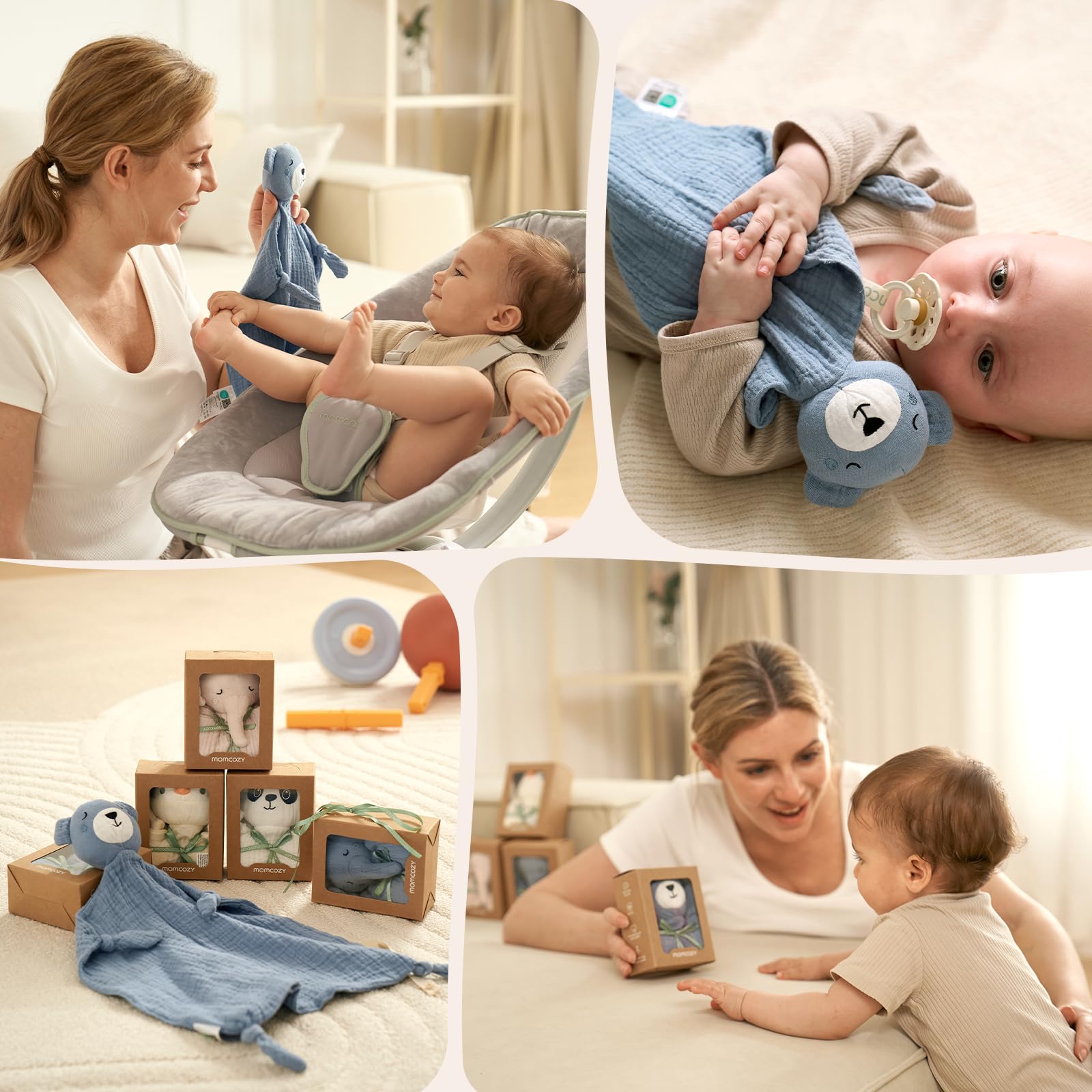 Momcozy Bear Lovey portable design for travel and cuddles.