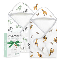 Momcozy Best Wishes Hooded Baby Towel with soft cloud-like texture for newborns