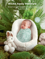 Momcozy Best Wishes Swaddle Wild Pals, soft muslin for gentle newborn comfort.