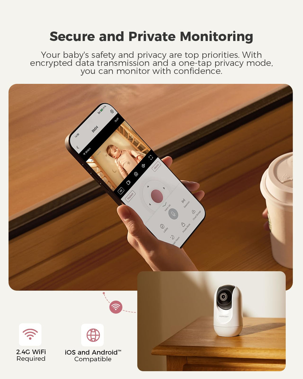 Momcozy BM04 app control interface enables remote monitoring from anywhere.