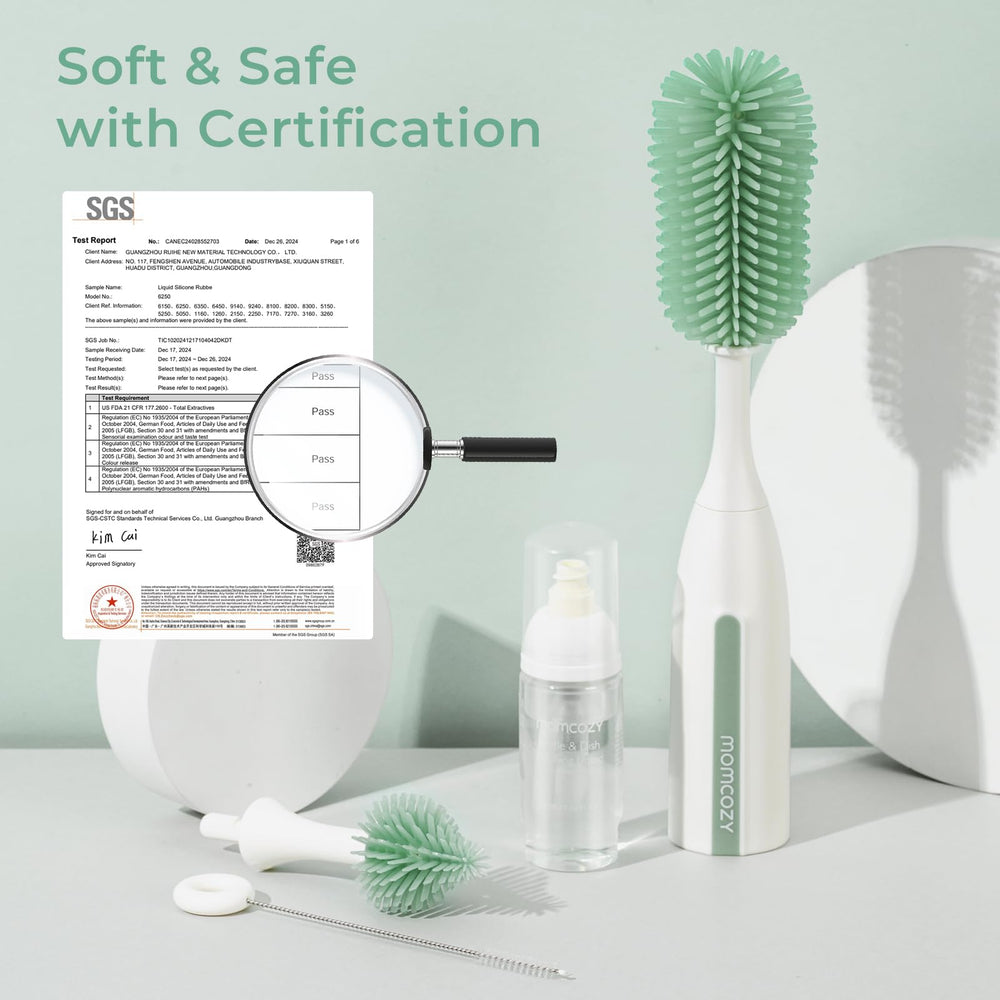 Momcozy Silicone tube brushes clean narrow openings like straws.