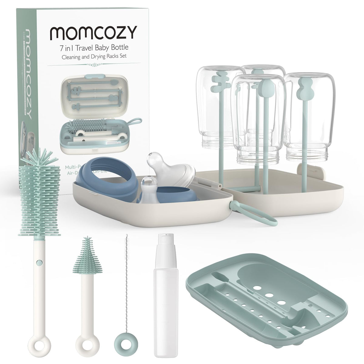 Momcozy Bottle Brush Set silicone brush for thorough bottle cleaning.