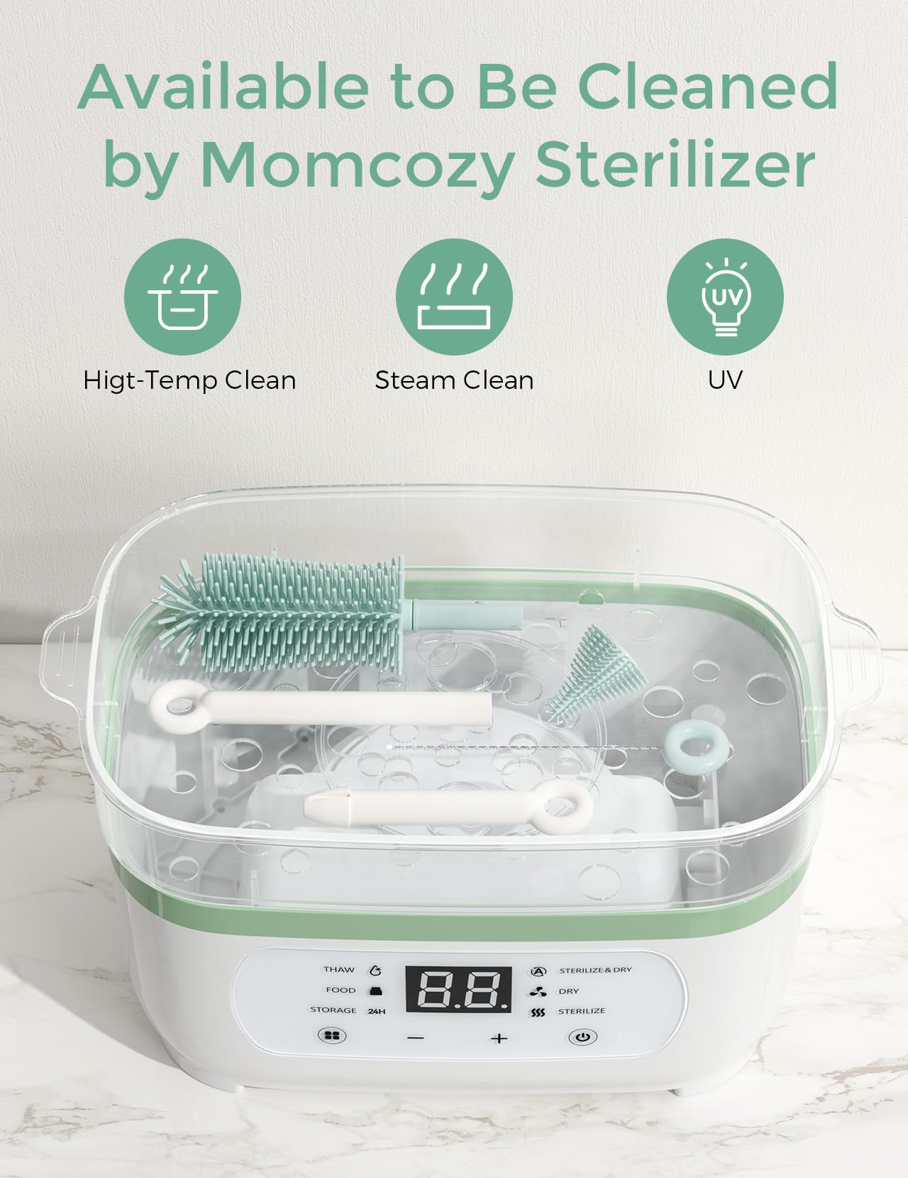 Momcozy Bottle Brush Set portable storage bag for travel convenience.