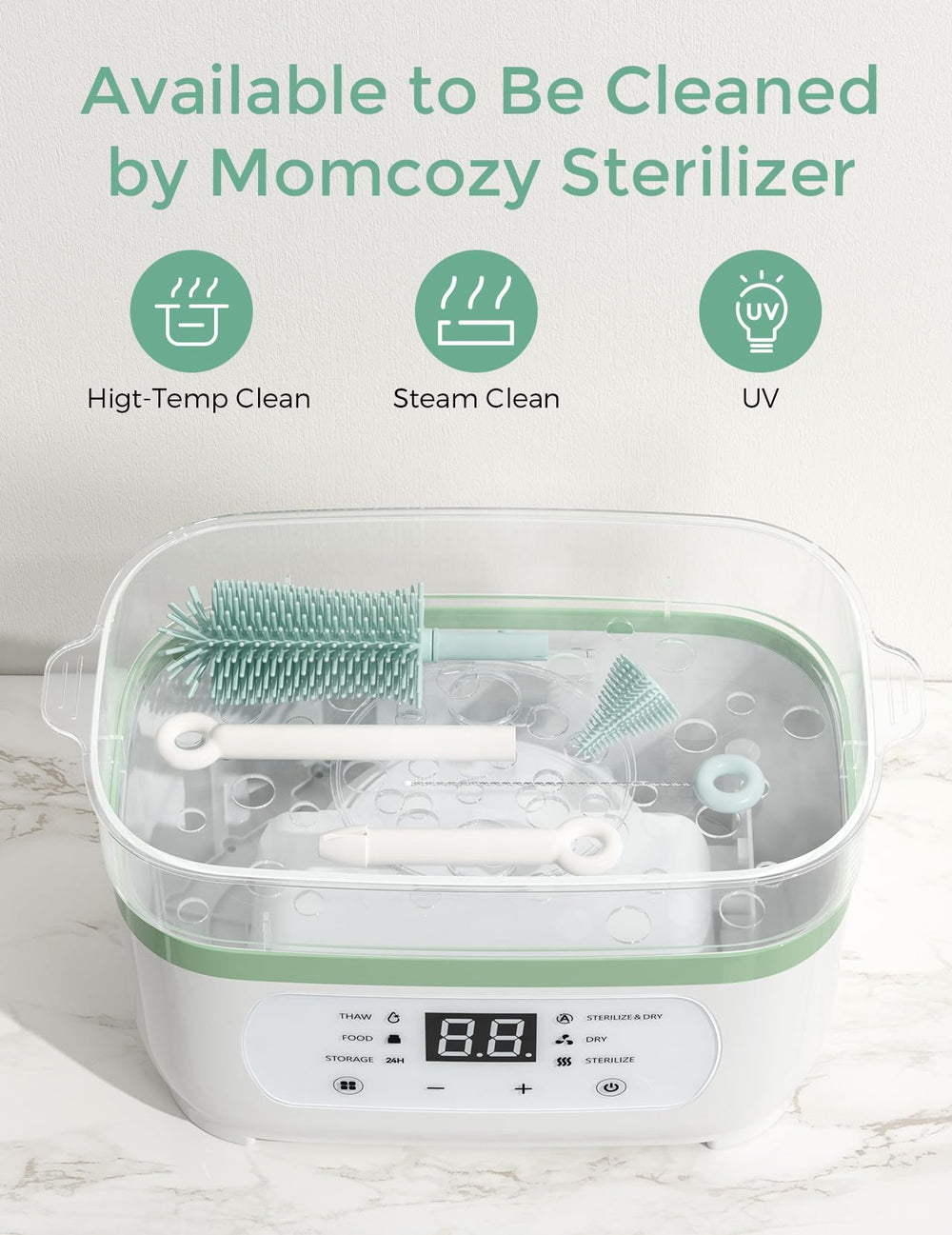 Momcozy Bottle Brush Set portable storage bag for travel convenience.