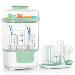 Momcozy bottle sterilizer and dryer front view shows space-saving design for busy kitchens