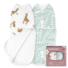 Momcozy Bravery swaddle with quiet fastener for peaceful nighttime soothing and easy wrap.