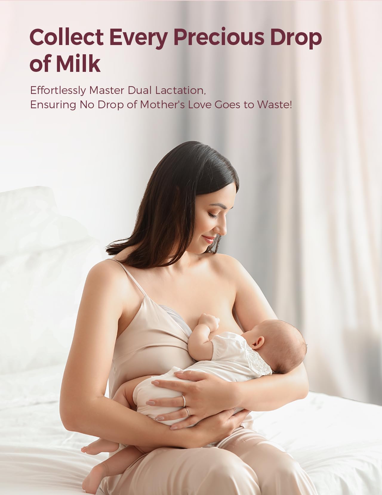 Momcozy milk catcher with transparent outlet for smooth pouring.